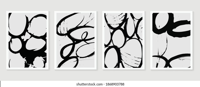 Abstract wall arts vector collection.  Earth tones organic shape Art design for poster, print, cover, wallpaper, Minimal and  natural wall art. Vector illustration.