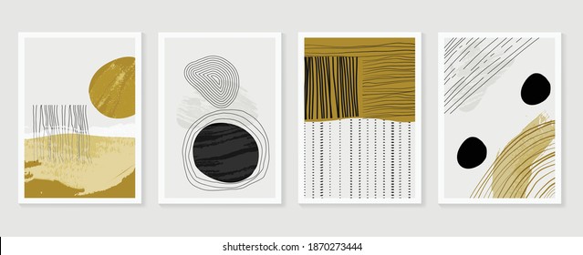 Abstract wall arts vector collection.  Earth tones organic shape Art design for poster, print, cover, wallpaper, Minimal and  natural wall art. Vector illustration.