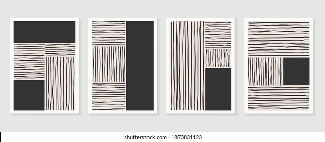 Abstract wall arts vector collection.  Earth tones organic shape Art design for poster, print, cover, wallpaper, Minimal and  natural wall art. Vector illustration.