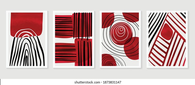 Abstract Wall Arts Vector Collection.  Earth Tones Organic Shape Art Design For Poster, Print, Cover, Wallpaper, Minimal And  Natural Wall Art. Vector Illustration.