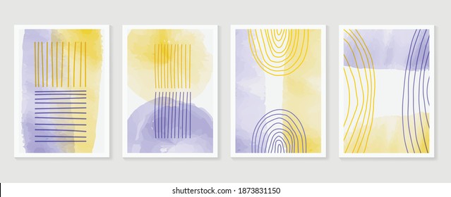 Abstract wall arts vector collection.  Earth tones organic shape Art design for poster, print, cover, wallpaper, Minimal and  natural wall art. Vector illustration.