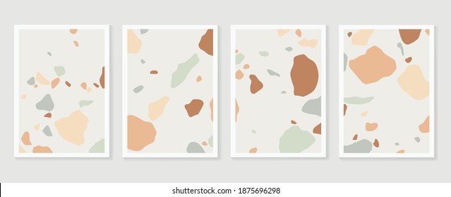 Abstract wall arts vector collection.  Earth tones Hand drawn organic shape art design for wall framed prints, canvas prints, poster, home decor, cover, wallpaper.