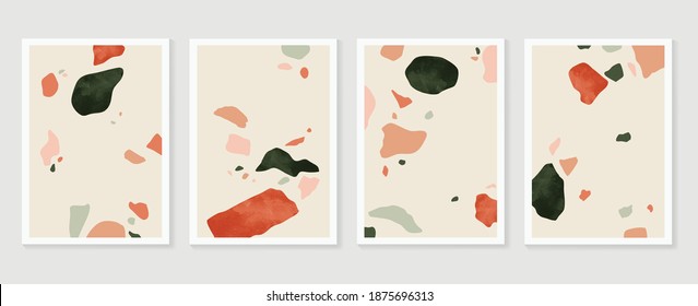 Abstract wall arts vector collection.  Earth tones Hand drawn organic shape art design for wall framed prints, canvas prints, poster, home decor, cover, wallpaper.