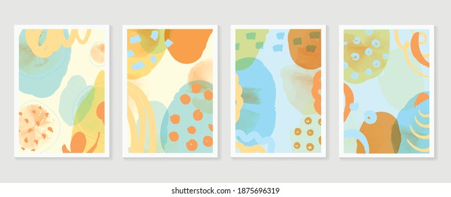 Abstract wall arts vector collection.  Earth tones Hand drawn organic shape art design for wall framed prints, canvas prints, poster, home decor, cover, wallpaper.