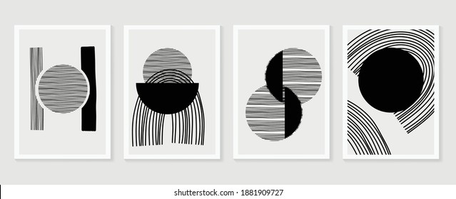 Abstract wall arts vector collection.  Earth tones Hand drawn organic shape art design for wall framed prints, canvas prints, poster, home decor, cover, wallpaper.