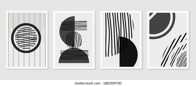 Abstract wall arts vector collection.  Earth tones Hand drawn organic shape art design for wall framed prints, canvas prints, poster, home decor, cover, wallpaper.