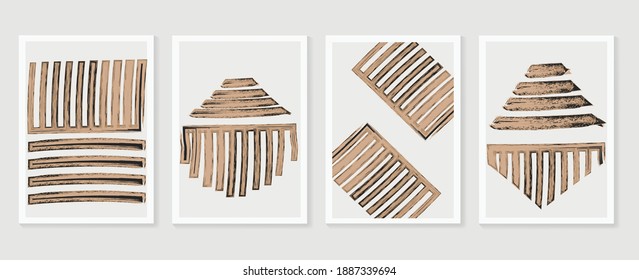 Resumen de colección vectorial de artes murales.  Forma orgánica en blanco y negro Diseño de pincel de arte para impresiones enmarcadas en pared, impresiones de lienzo, afiche, decoración de casa, cubierta, papel tapizado. Ilustración del vector
