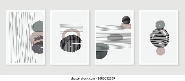 Abstract wall arts vector collection.  Earth tones Hand drawn organic shape art design for wall framed prints, canvas prints, poster, home decor, cover, wallpaper.