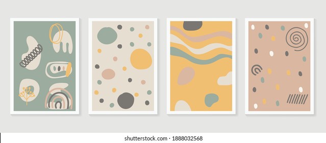 Abstract wall arts vector collection.  Earth tones Hand drawn organic shape art design for wall framed prints, canvas prints, poster, home decor, cover, wallpaper.