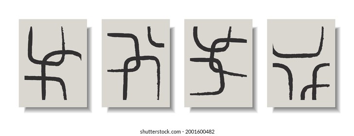 Abstract wall arts vector collection. Minimal and natural wall art. Vector illustration. Black and white organic shape Art design for poster, print, cover, wallpaper, etc