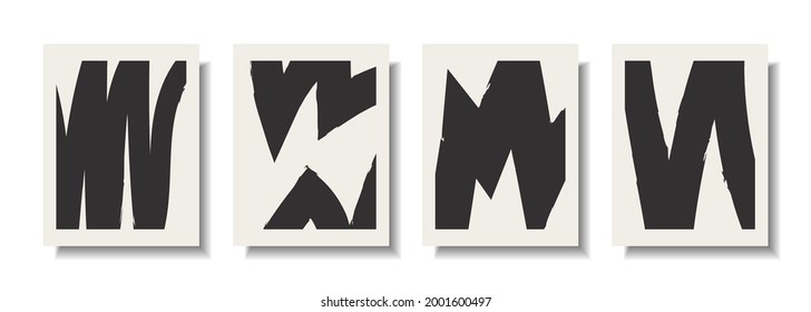 Resumen de colección vectorial de artes murales. Muros de arte mínimo y natural. Ilustración vectorial. Forma orgánica en blanco y negro Diseño artístico para afiches, impresiones, cubiertas, papel pintado, etc