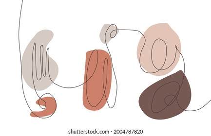 Abstract wall arts vector collection. Earth tones organic shape Art design for poster, print, cover, wallpaper, Minimal and natural wall art. Vector illustration