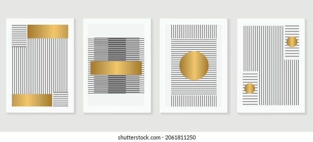 Abstrakte Wandkunst Vektorgrafik-Kollektion. Luxus Gold Line Art Design für Poster, Druck, Cover, Tapete, Minimal und natürliche Wandkunst. Vektorgrafik.