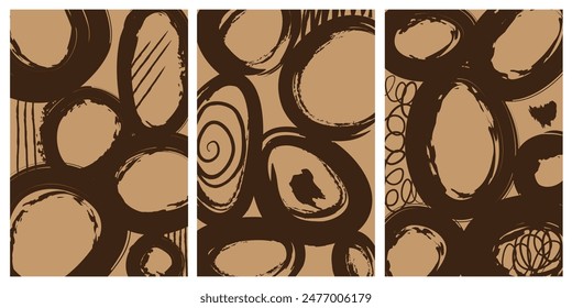 Abstract wall arts vector collection. Earth tones organic shape Art design for poster, print, cover, wallpaper, Minimal and natural wall art. Vector illustration.