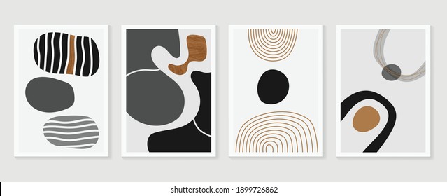 Abstracto vector de artes murales. Arte mural. Dibujar a mano diseño de forma orgánica para impresiones enmarcadas en pared, obras de arte de lona, impresiones de lienzo, afiche, decoración doméstica, cubierta, papel pintado. Ilustración vectorial.
