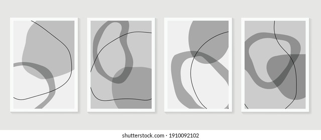 Abstracto vector de artes murales. Arte mural. Dibujar a mano diseño de forma orgánica para impresiones enmarcadas en pared, obras de arte de lona, impresiones de lienzo, afiche, decoración doméstica, cubierta, papel pintado. Ilustración vectorial.