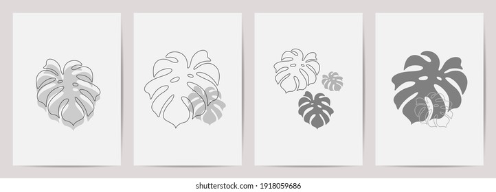 Abstracto vector de artes murales. Conjunto de moda, Diseño para impresiones enmarcadas en la pared, afiche de lona, ilustración como postal o folleto.Ilustración vectorial.