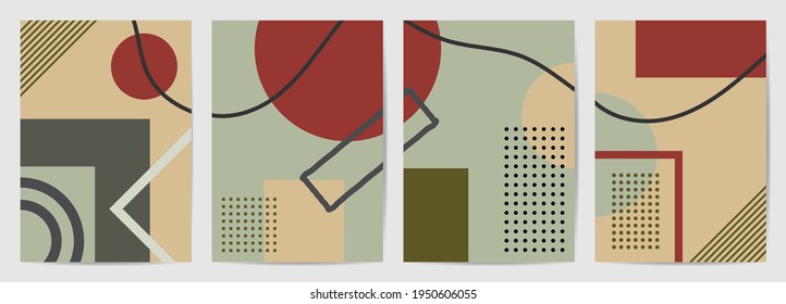 Abstract wall arts vector. Trendy set, Modern Poster Art. Design for wall framed prints, canvas poster, artwork as postcard or brochure.Vector illustration.