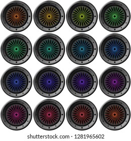 Abstract wall clocks design set. Transparent background. Template for your design works. Vector illustration.