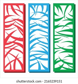 abstract wall decoration decor pattern with trees and grass set