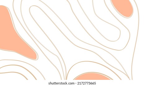 Abstract wall decoration with hand drawn line and liquid shape on white background vector illustration.