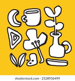 abstract wall decoration vector cup and other shapes