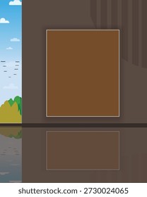 Abstract wall mockup for showcase product, nature interior wallpaper, geometric shapes, and gradient for banner design