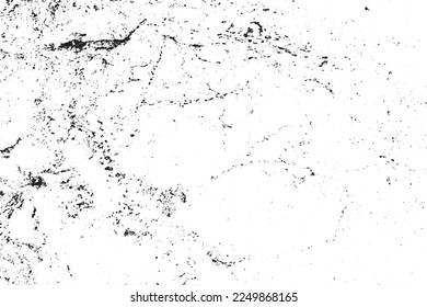 Resumen de grietas de textura de ruido de pared y copos de textura negra de pintura sobre fondo de color blanco.