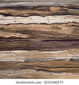 Abstract wall Woody texture vector types background, Wooden material, textured surface wood comic background in cartoon style