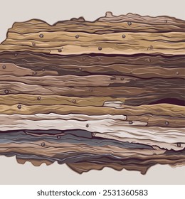 Abstract wall Woody texture vector types background, Wooden material, textured surface wood comic background in cartoon style