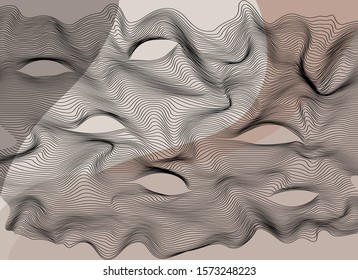 Abstract wallpaper background lines eyes silhouettes