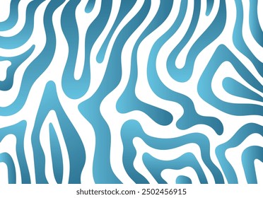 Abstract wallpaper, background of wavy lines. water,tiger, zebra stripes. Blue gradient colors.Vector illustration. Graphic design. Trippy pattern in hand draw style.