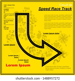 Abstract wallpaper with black road and sample text in arrow circuit frame