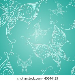 Abstract wallpaper with butterfly on green background