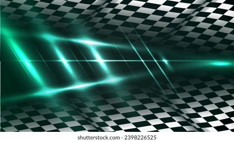 Abstract Wallpaper of checkered racing flag with neon effects