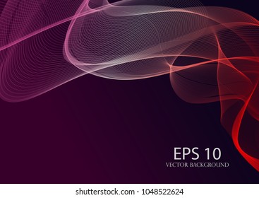 Abstract wallpaper. Dark violet background, colorful transparent wave.
