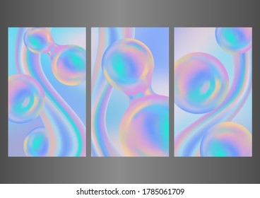 Resumen de diseño de fondo de pared con globos arco iris para cubierta, afiche, interfaz móvil. Conjunto de vectores