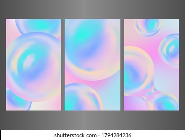Resumen de diseño de fondo de pared con globos arco iris para cubierta, afiche, interfaz móvil. Conjunto de vectores