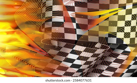 Abstract Wallpaper of Fire burn checkered racing flag 