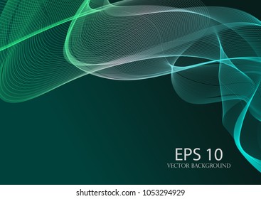 Abstract wallpaper. Green wallpaper, elegant  transparent wave.