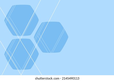 Papel de pared abstracto con forma hexagonal y línea sobre ilustración vectorial de fondo azul.