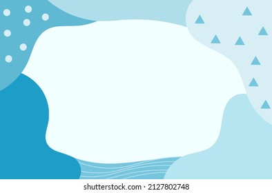 Abstrakte Tapete mit flüssigen Formen, Punkten und Dreieck auf blauem Hintergrund, Vektorgrafik. 