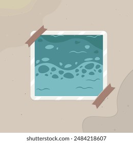 Abstract Wallpaper Poster Background Ocean Water Blue Turquoise Design Frame Picture For Mood Board Gray Watercolor Paper Pastel Vector Isolated