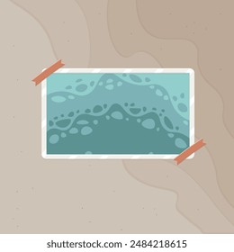 Abstract Wallpaper Poster Background Ocean Water Blue Turquoise Rounded Design Frame Picture For Mood Board Watercolor Paper Pastel Vector Isolated