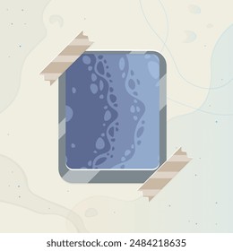 Abstract Wallpaper Poster Background Ocean Water Blue Rounded Design Frame Picture For Mood Board Watercolor Paper Pastel Vector Isolated