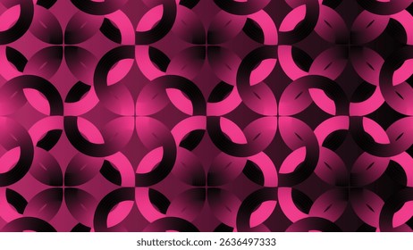 Abstract wallpaper poster with layered flower shapes in a repeating pattern, featuring a gradient pink vibrant color scheme for artistic and decorative appeal.
