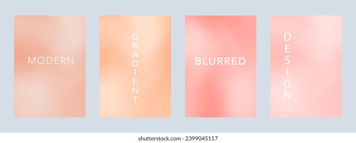 Abstract Wallpaper, Poster Set Pastel Soft Gradient. Graphic Peach Fuzz color Background. Blurred cream Texture. Vector Modern Banner.

