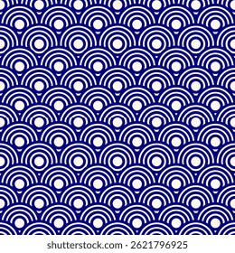 Abstract wallpaper with scales. blue half-circular pattern. Background and wallpaper blue design style. 