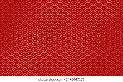 Abstract wallpaper with scales. Red half-circular pattern. Background and wallpaper red design style. Chinese New Year.