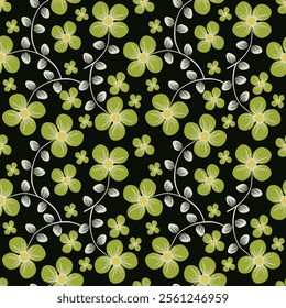 Abstract Wallpaper Seamless Vintage Rose Pattern On flowers and leaves Background